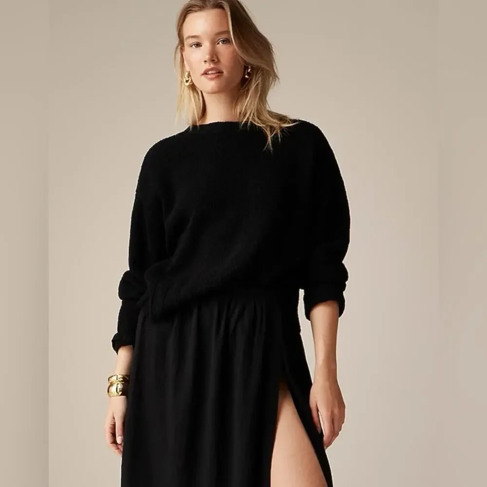 J.CREW Cotton Turtleneck Sweater Black Chunky Knit Ribbed Cuff Hem Soft XXS NEW